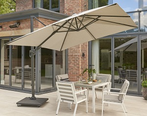 Royce Ambassador 3m Square Parasol w/ LEDs - Soft Grey | Local Delivery Only